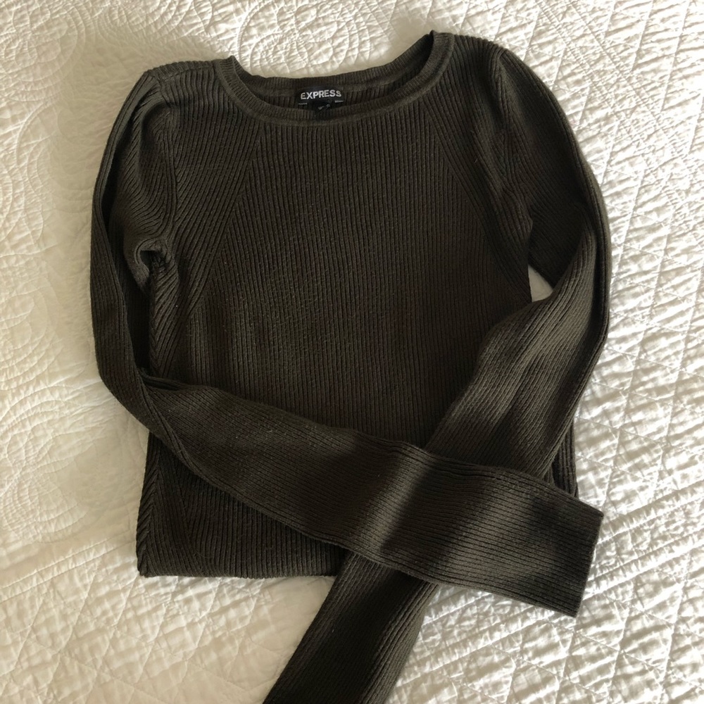 Hunter green ribbed Express top